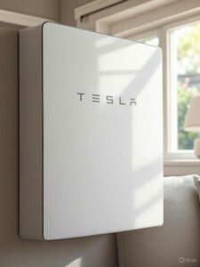 Tesla Powerwall 3 unit installed in a modern home, showcasing energy solutions for Tesla’s sustainable future in 2025.