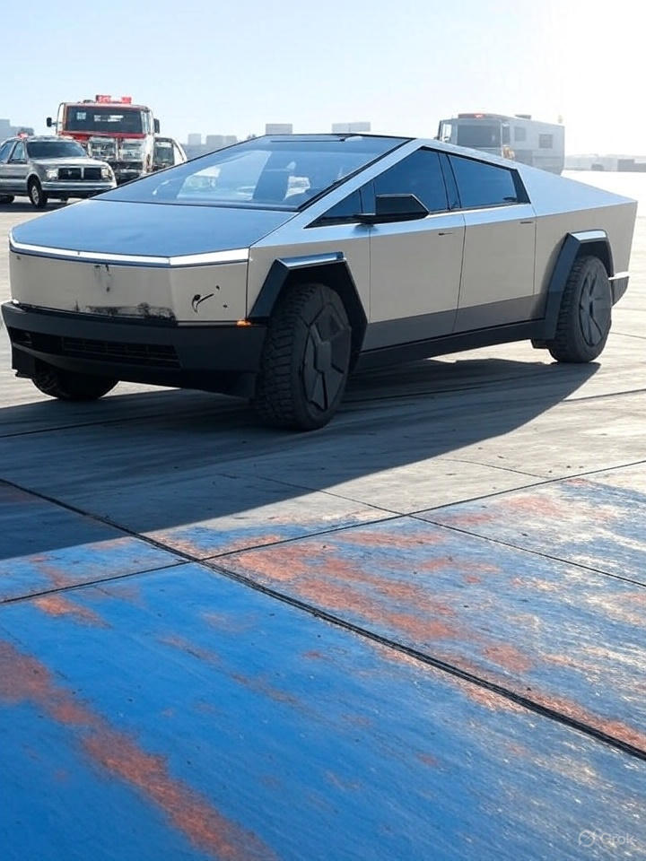 Tesla Cybertruck in IIHS crash test, highlighting safety updates in 2025.